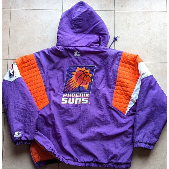 Phoenix Suns 90s STARTER puffer 1/2 jacket L purple orange NBA vintage - Picture 2 of 5